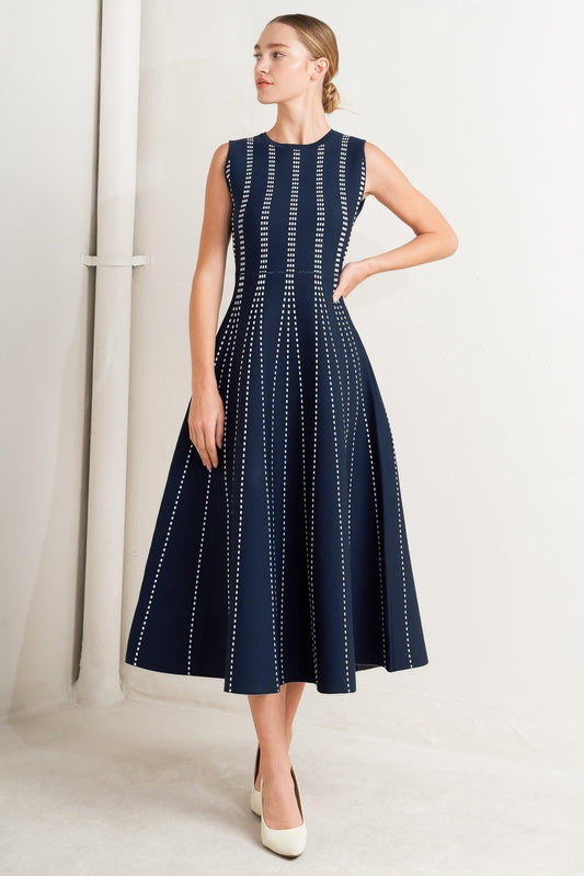 Perfectly Poised Jacquard Sweater Midi Dress in MOCHA/WHITE - Perfectly Sweatshirt