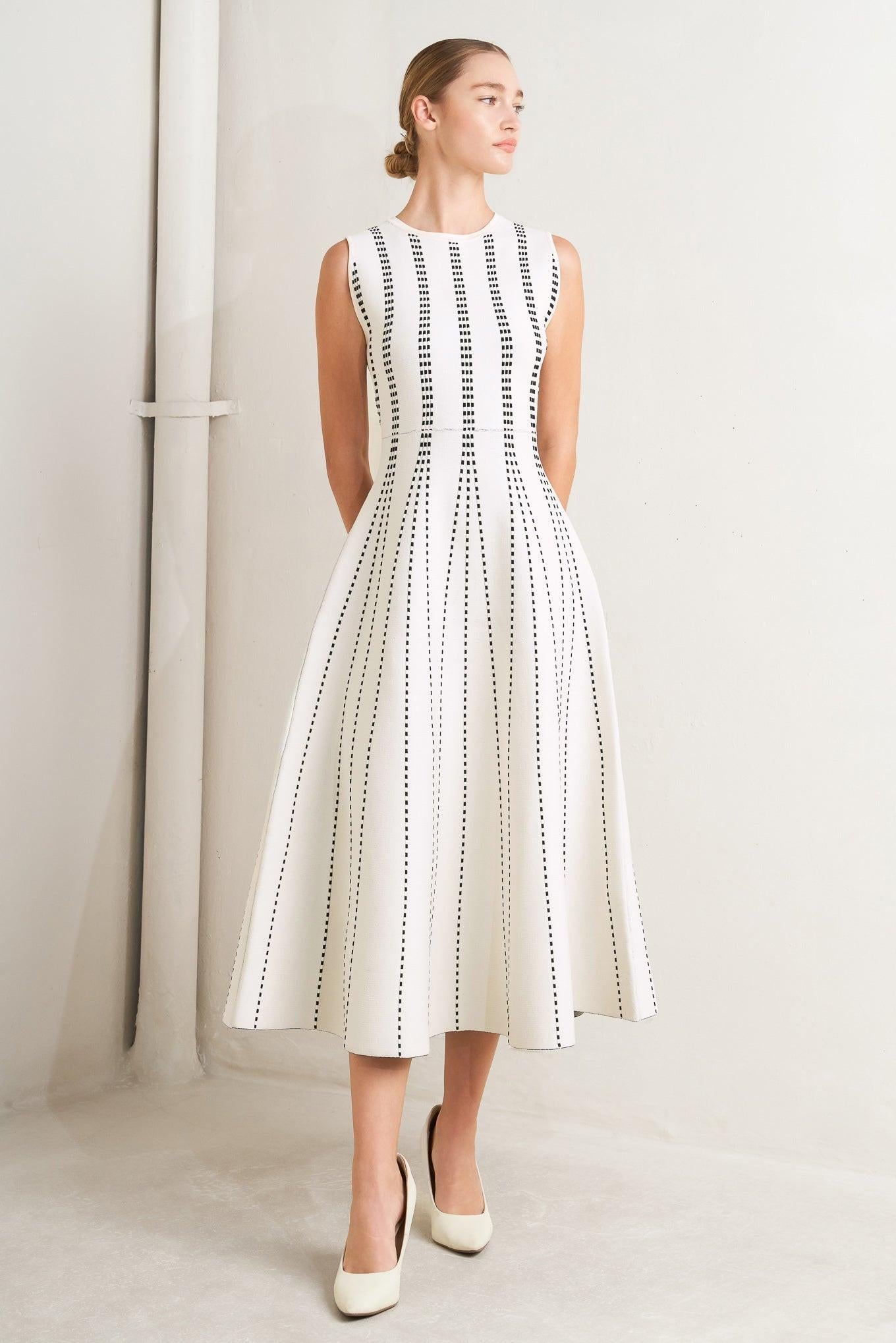 Perfectly Poised Jacquard Sweater Midi Dress in MOCHA/WHITE view 3 - Perfectly Sweatshirt