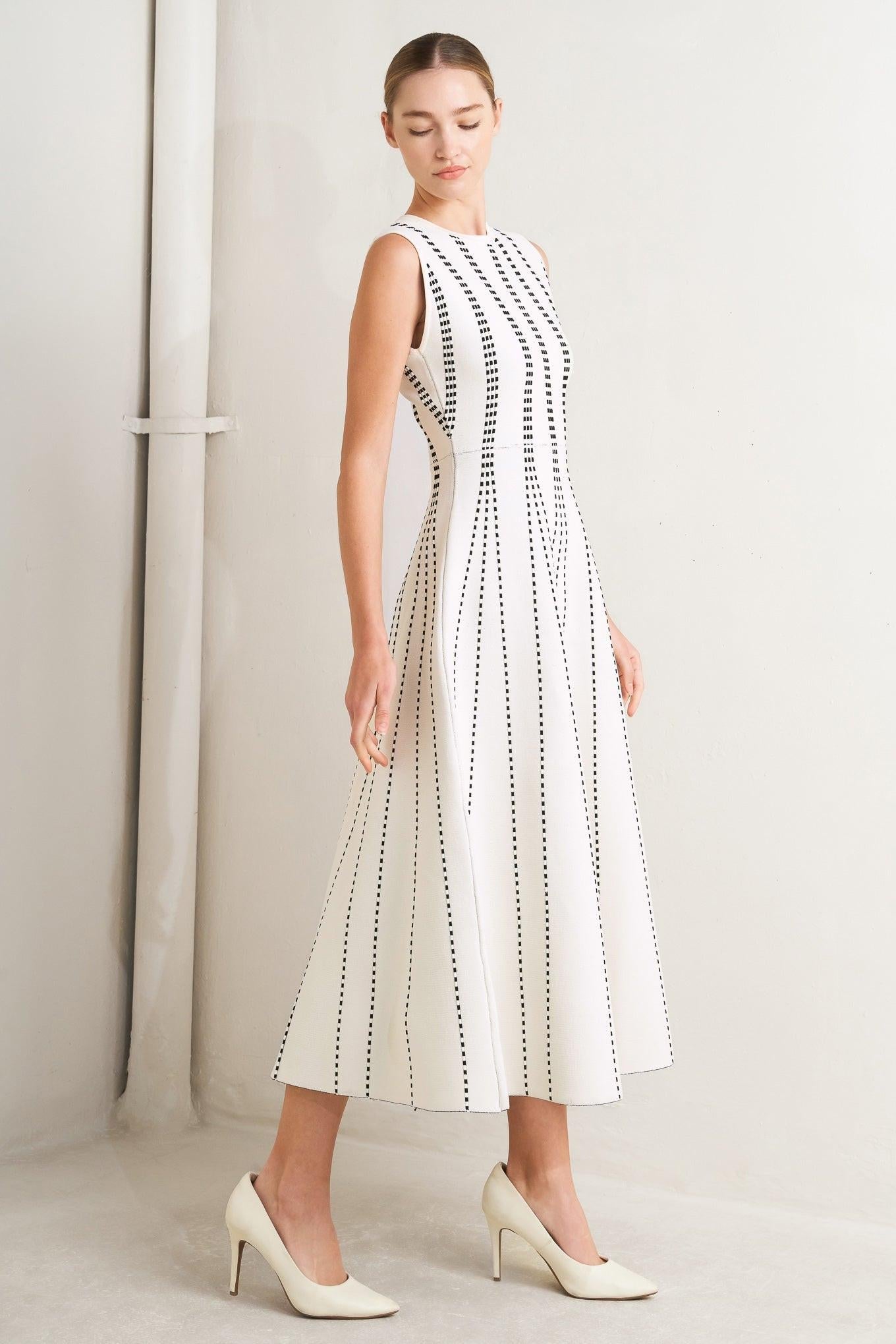 Perfectly Poised Jacquard Sweater Midi Dress in MOCHA/WHITE view 4 - Perfectly Sweatshirt