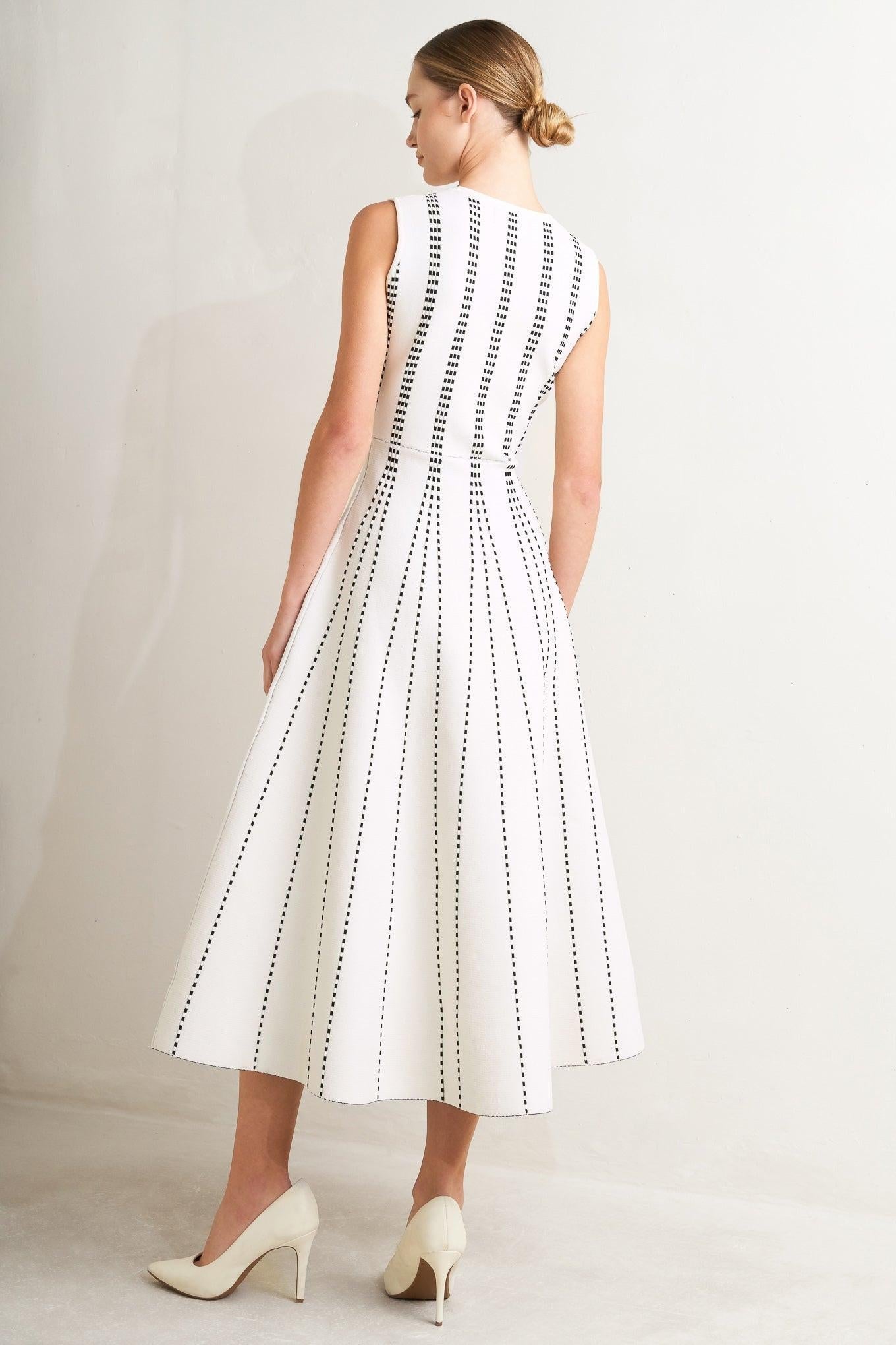 Perfectly Poised Jacquard Sweater Midi Dress in MOCHA/WHITE view 5 - Perfectly Sweatshirt