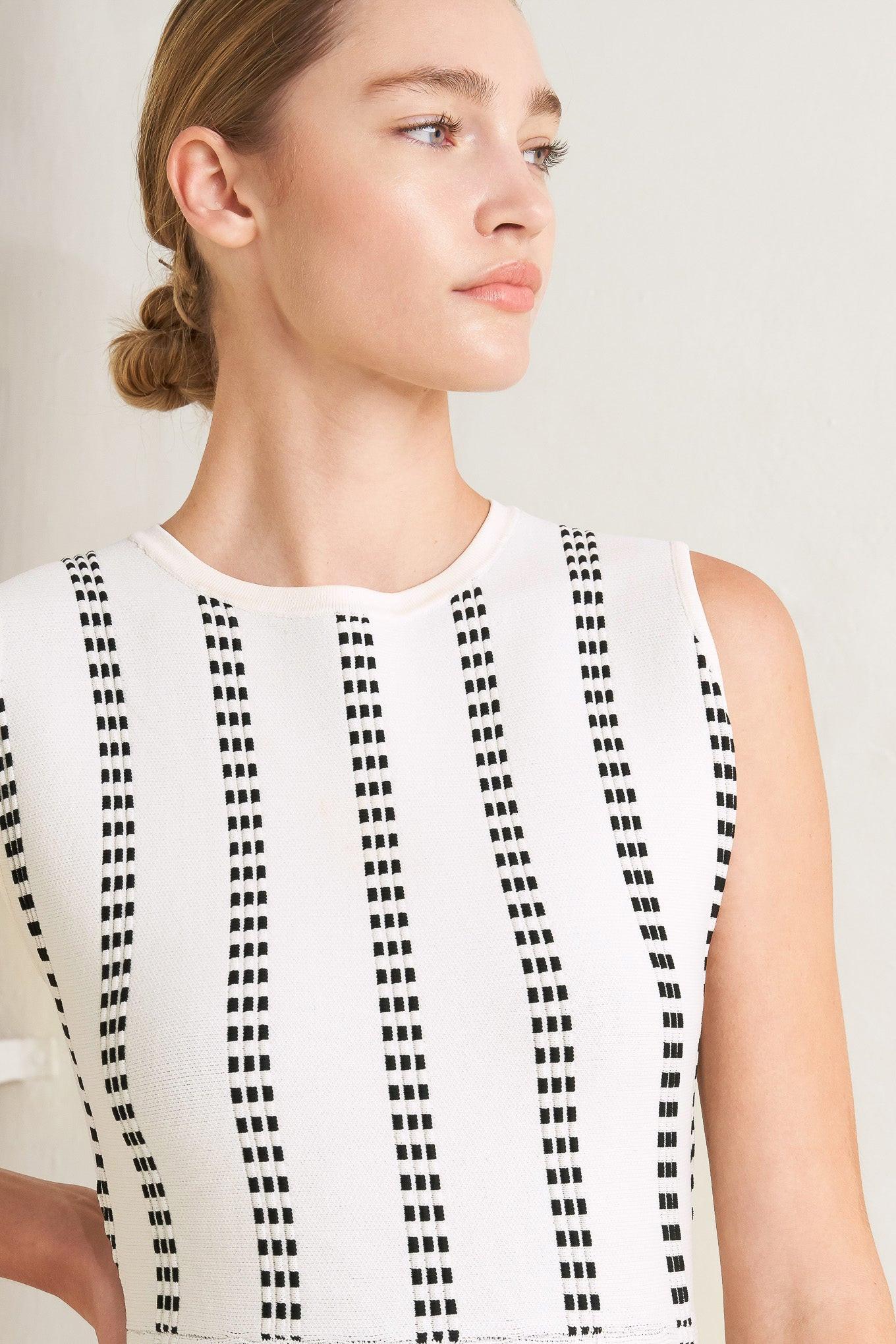 Perfectly Poised Jacquard Sweater Midi Dress in NAVY/WHITE view 7 - Perfectly Sweatshirt