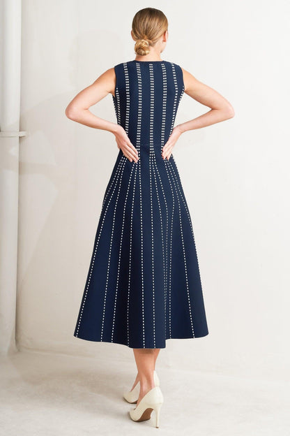 Perfectly Poised Jacquard Sweater Midi Dress in WHITE/BLACK view 16 - Perfectly Sweatshirt