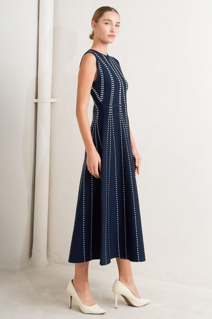 Perfectly Poised Jacquard Sweater Midi Dress in WHITE/BLACK view 18 - Perfectly Sweatshirt