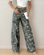 Peyton Camo Multi Pocket Cargo Wide Leg Jeans