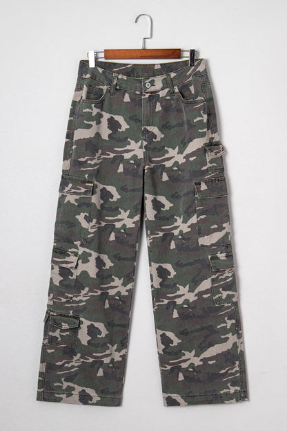 peyton camo multi Peyton Camo Multi Pocket Cargo Wide Leg Jeans view 3 (bottom) - shop at us.meeeshop