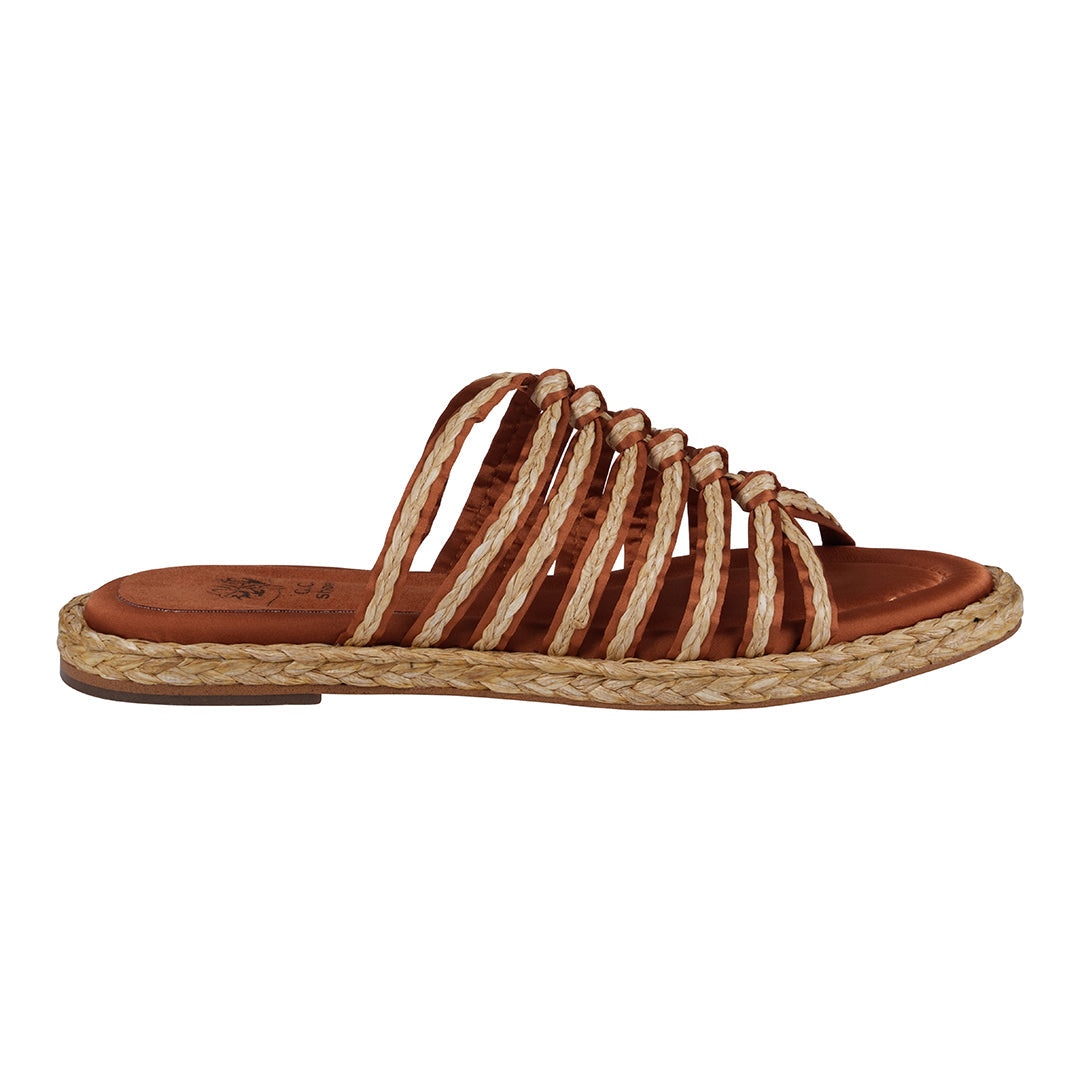 Phoenix Espadrille Strappy Flat Sandals Cognac view 2 (shoe) - flat sandals, strappy flat sandals - shop at us.meeeshop