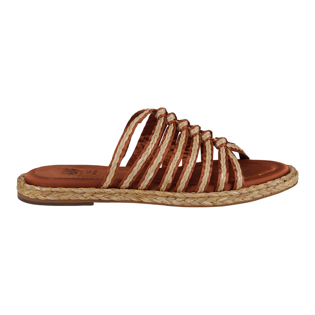 Phoenix Espadrille Strappy Flat Sandals Cognac view 2 (shoe) - flat sandals, strappy flat sandals - shop at us.meeeshop