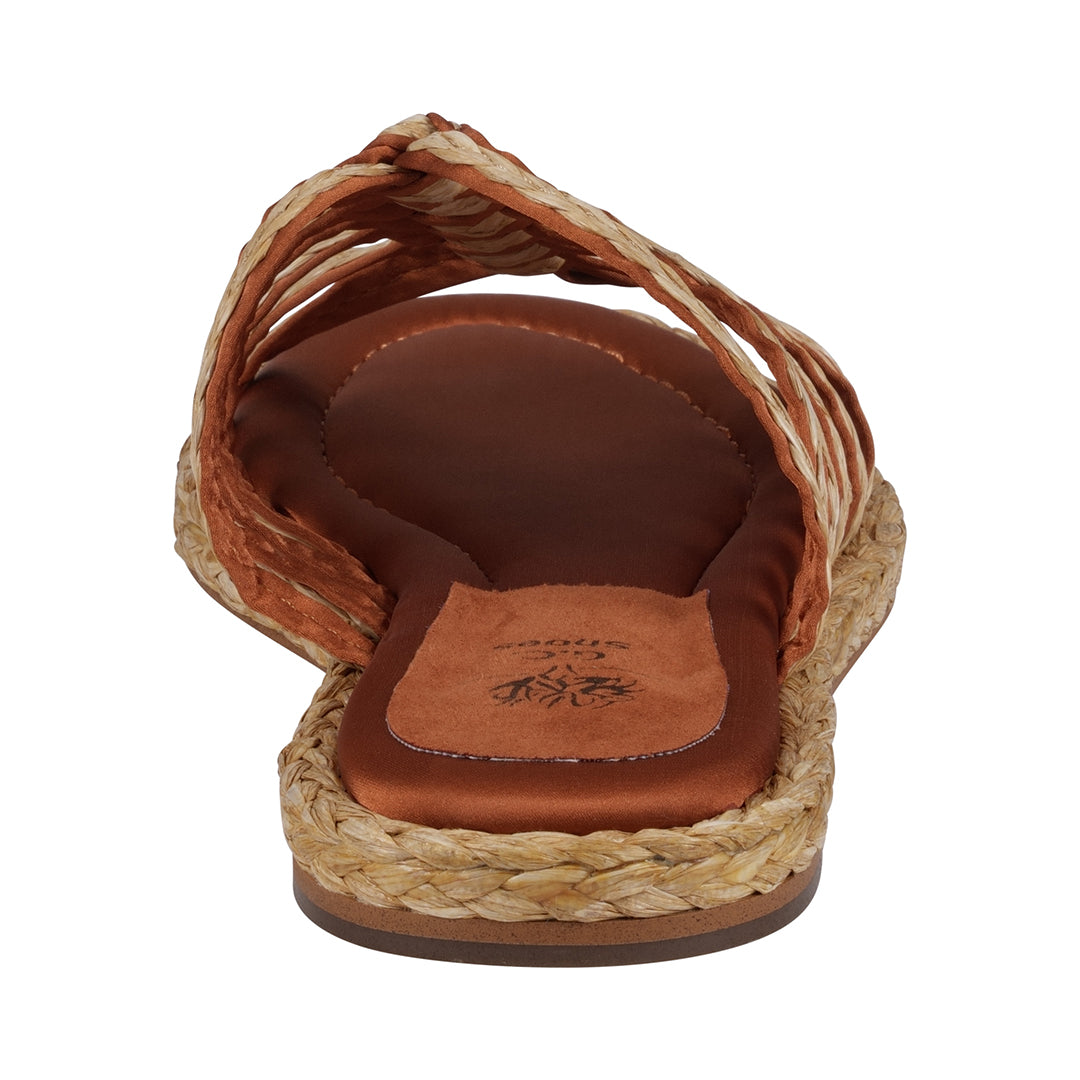 Phoenix Espadrille Strappy Flat Sandals Cognac view 3 (shoe) - flat sandals, strappy flat sandals - shop at us.meeeshop