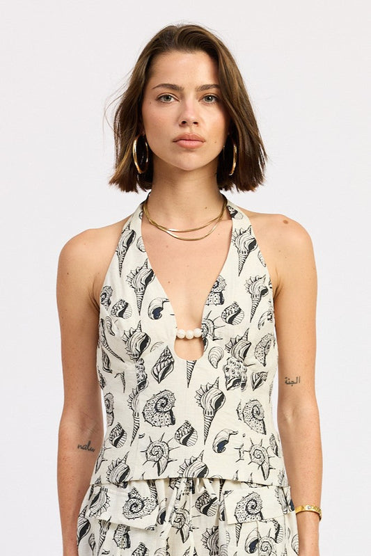 Pia Top in Ivory Black - Pia Top With Jean