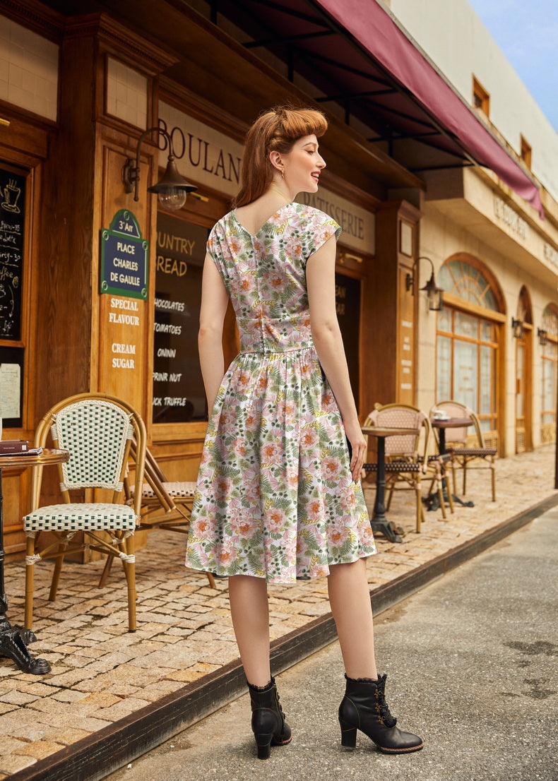 Pink Floral Greta Dress in L view 4 - Pink Floral Dresses For Women