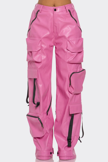Pink Utility Cargo Pants - MeeeShop Women's Fashion