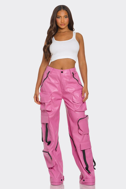 Pink Utility Cargo Pants view 4 - Pink Utility Pants Women (bottom)