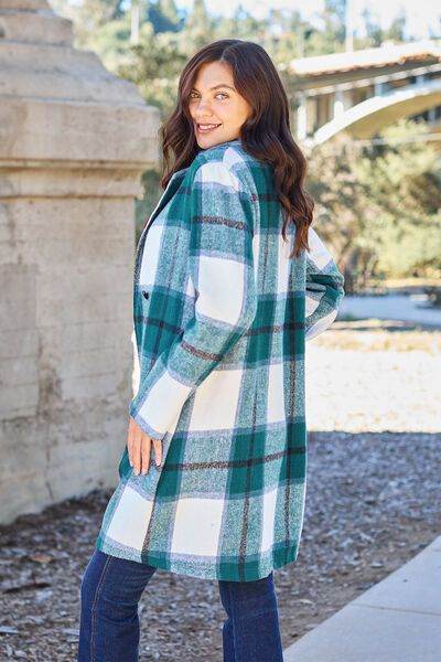 Plaid Button Up Lapel Collar Coat - us.meeeshop