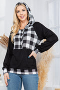 Plaid Print Button Down Hoodie White Combo (top) - plaid pattern hoodie, checkered print hoodie, plaid  - shop at us.meeeshop