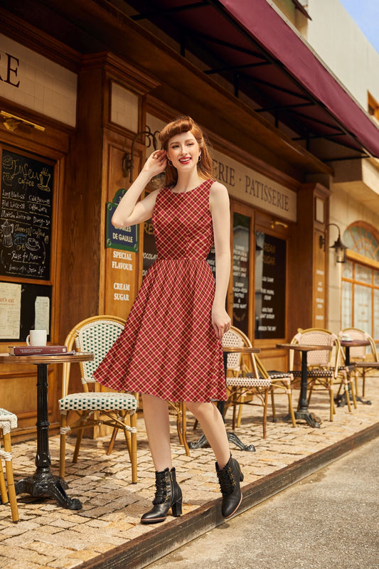 Plaid Vintage Dress in XS - Vintage Plaid Dress