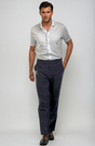 Pleated Wool Trouser Pants - Navy Plaid
