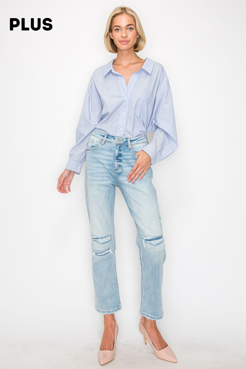 Plus High Rise Straight Jeans in P-16 - High-Waisted - Plus Jeans High Waisted (bottom)
