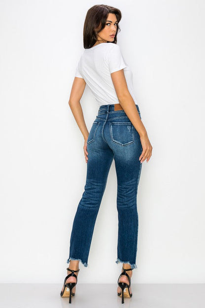Plus High Rise Stretch Double Waist Band Straight Jeans view 4 - High-Waisted - Plus Jeans High Waisted (bottom)