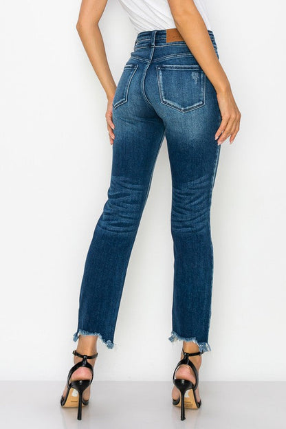 Plus High Rise Stretch Double Waist Band Straight Jeans view 8 - High-Waisted - Plus Jeans High Waisted (bottom)