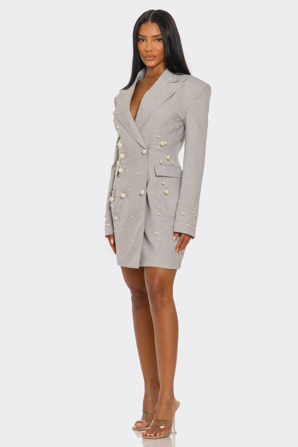 Plus Monet Pearl Embellished Blazer Dress view 4 - Casual Office Outfit - Dress Blazer