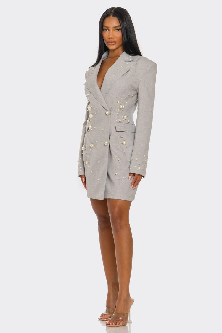 Plus Monet Pearl Embellished Blazer Dress view 4 (dress) - dress blazer, embellished dress blazer - shop at us.meeeshop