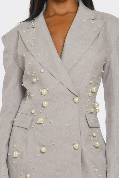 Plus Monet Pearl Embellished Blazer Dress view 6 - Casual Office Outfit - Dress Blazer