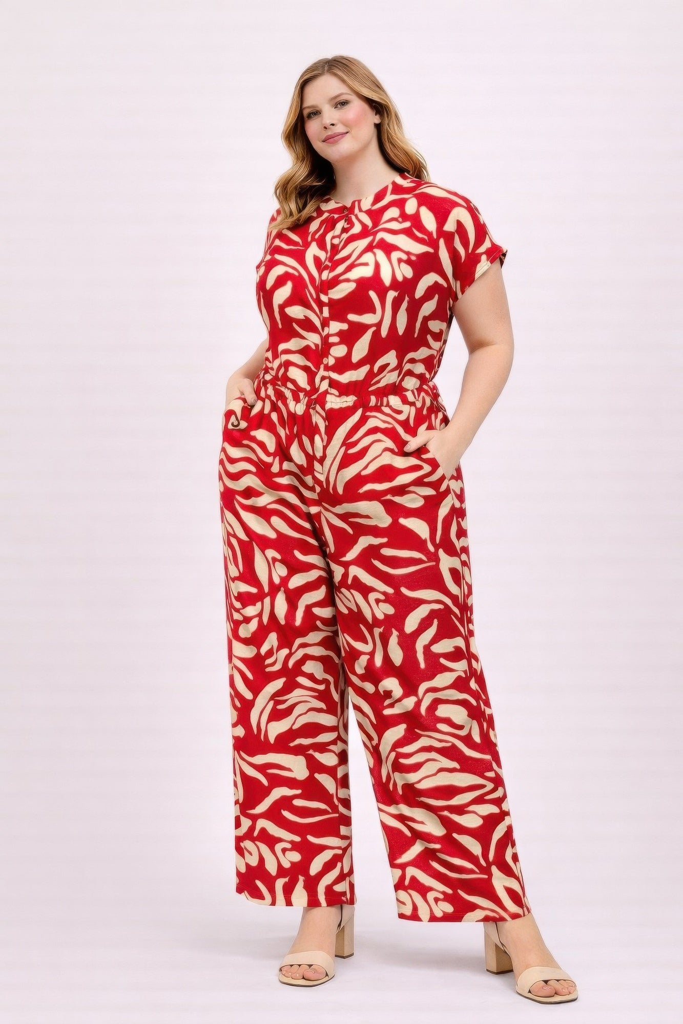 Plus Size Abstract Print Jumpsuit XL (one-piece) - print jumpsuit, abstract print jumpsuit - shop at us.meeeshop