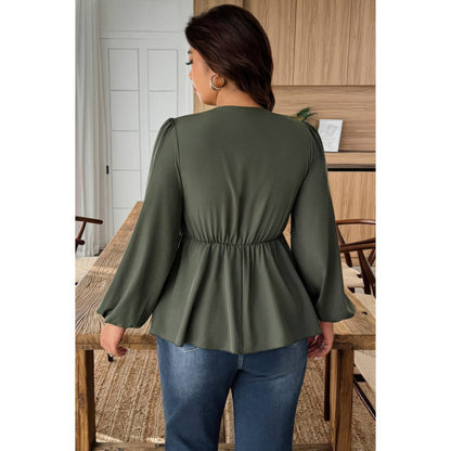 Plus Size Solid V Neck Lace Patchwork Shirt in Black view 8 - Curvy Fit - Plus Size Solid Shirts (top)