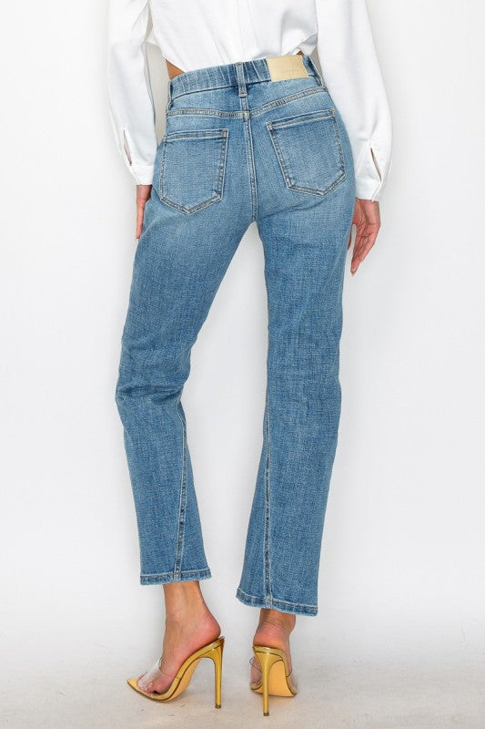 Plus Tummy Control High Rise Straight Jeans in MEDIUM WASH view 4 - High-Waisted - Plus Tummy Control Jeans (bottom)