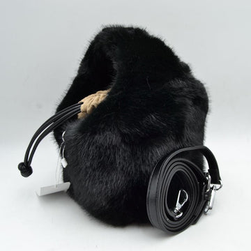 Plush Faux Fur Bucket Handbag with Drawstring and Removable Strap - MeeeShop Women's Fashion