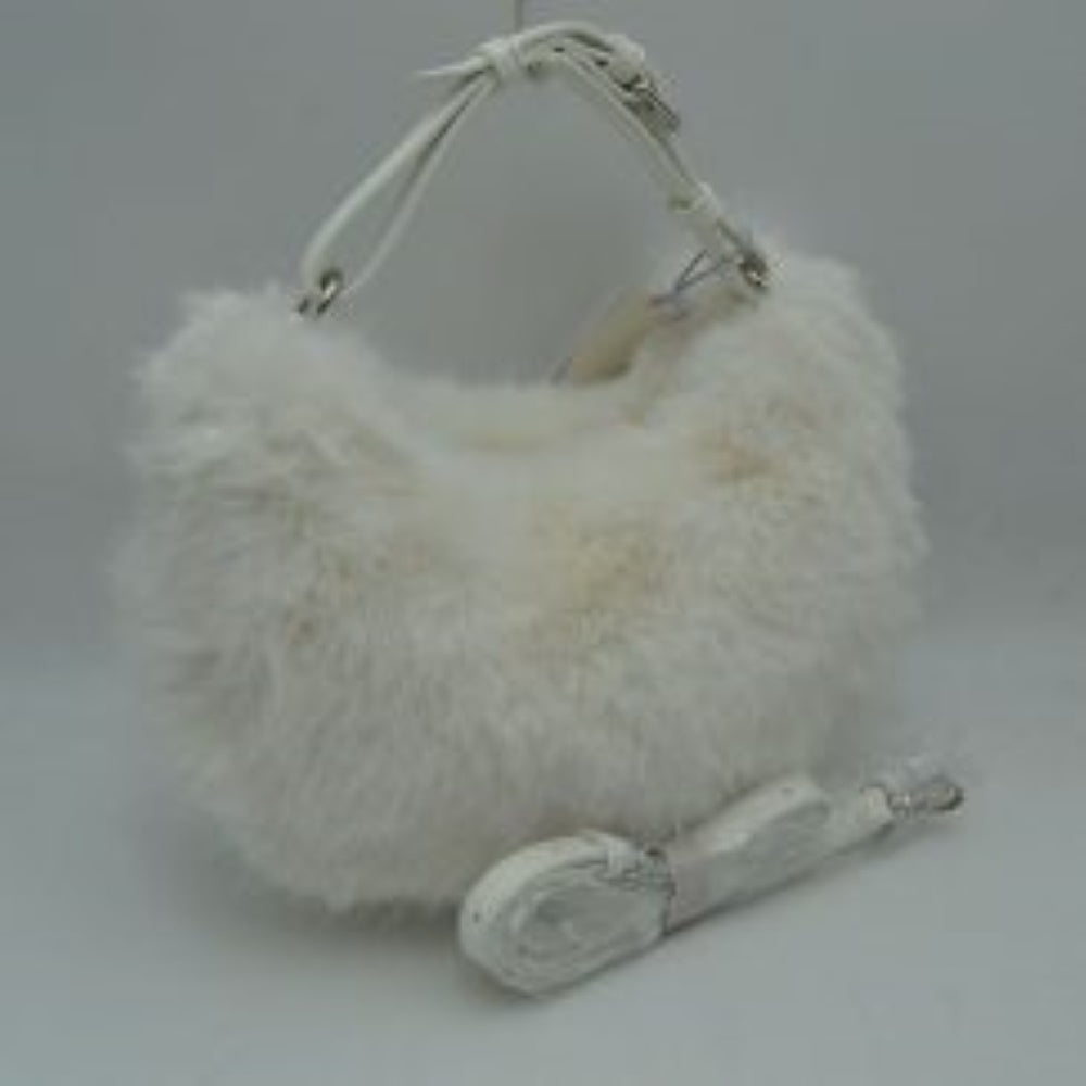 Plush Faux Fur Hobo Handbag with Adjustable Top Handle and Strap - MeeeShop Women's Fashion