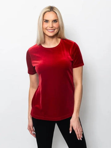 Plushtech Velvet Short Sleeve Tee in Black view 2 - Plush Velvet Shirt (top)