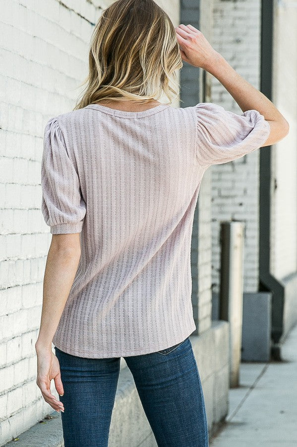 Pointelle Knit Puff Sleeve Top in Olive view 6 - Fall Wardrobe Essential - Pointelle Knit Top H&M