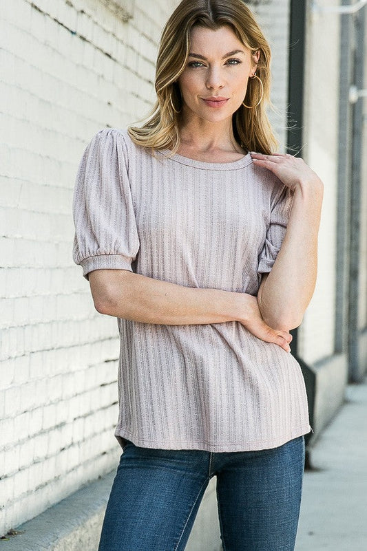 Pointelle Knit Puff Sleeve Top in Pink - Fall Wardrobe Essential - Pointelle Knit Top H&M