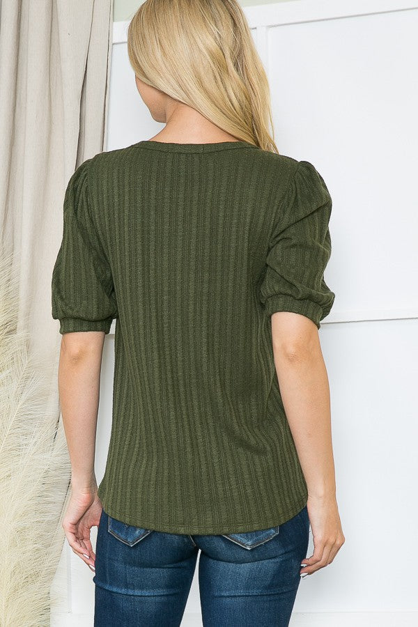 Pointelle Knit Puff Sleeve Top in Teal view 11 - Fall Wardrobe Essential - Pointelle Knit Top H&M