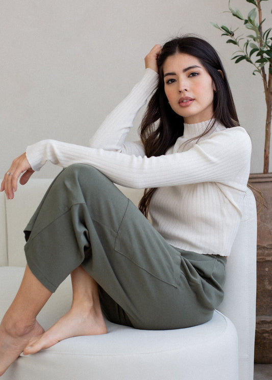 Pointelle Mock Neck Long Sleeve in XS (piece)