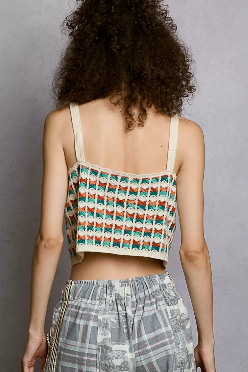 pol cropped crochet Pol Cropped Crochet Cami with Scalloped Edge view 4 (top) - shop at us.meeeshop