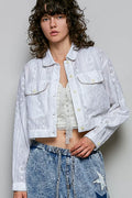 Pol Eyelet Textured Cotton Cropped Button Front Jacket OFF WHITE (layer) - pol jacket, pol button jacke - shop at us.meeeshop