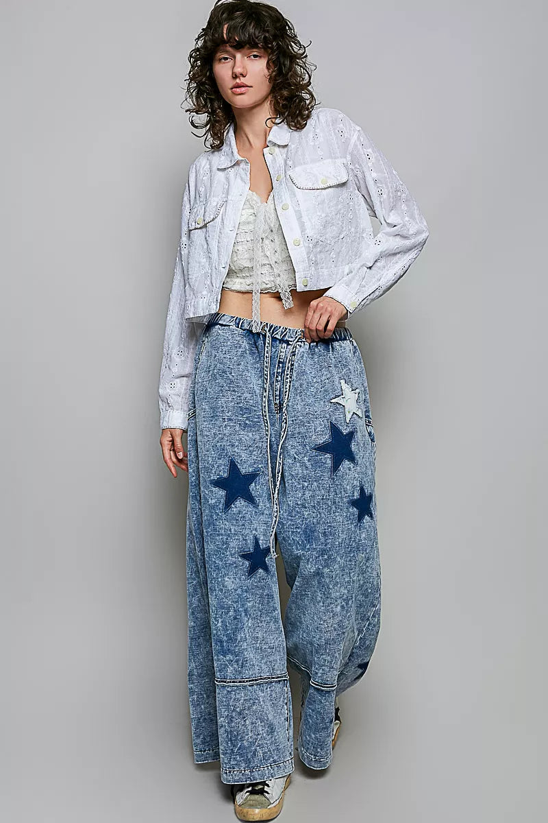 Pol Eyelet Textured Cotton Cropped Button Front Jacket view 5 (layer) - pol jacket, pol button jacket,  - shop at us.meeeshop
