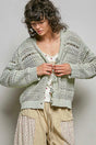 Pol Open-knit Floral Button Cardigan