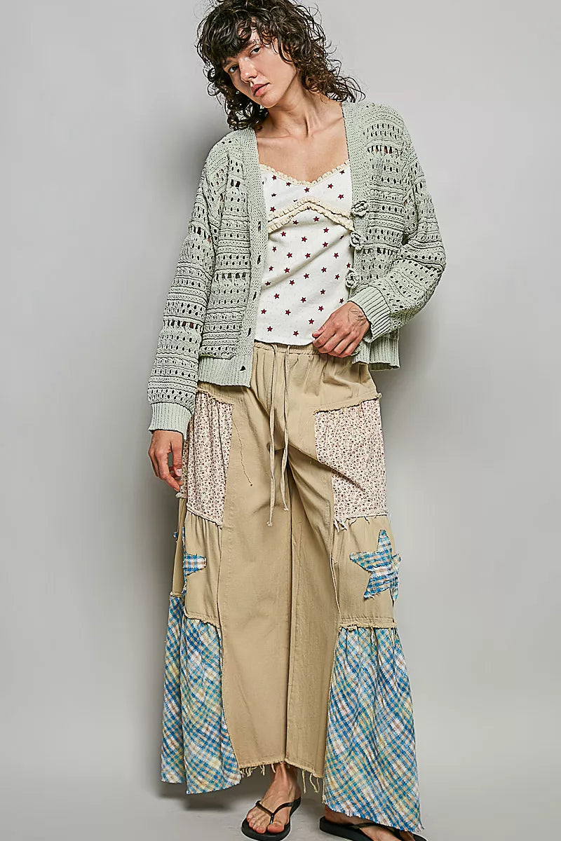 Pol Open-knit Floral Button Cardigan view 5 (top) - pol open knit sweater, open knit polo cardigan, pol - shop at us.meeeshop