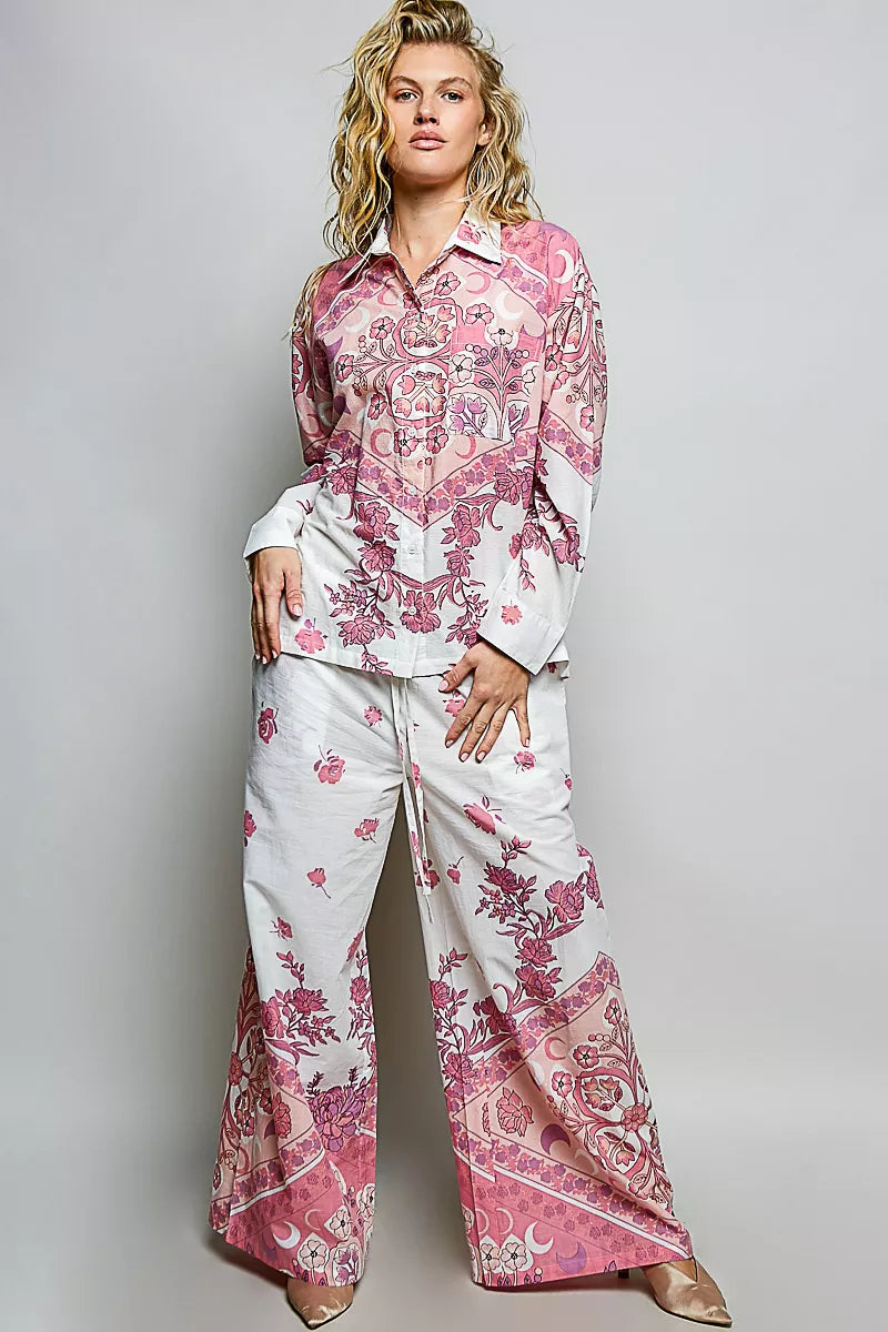 Pol Printed Floral Button Down Shirt view 5 (top) - floral printed polo t shirts, floral printed polo t - shop at us.meeeshop