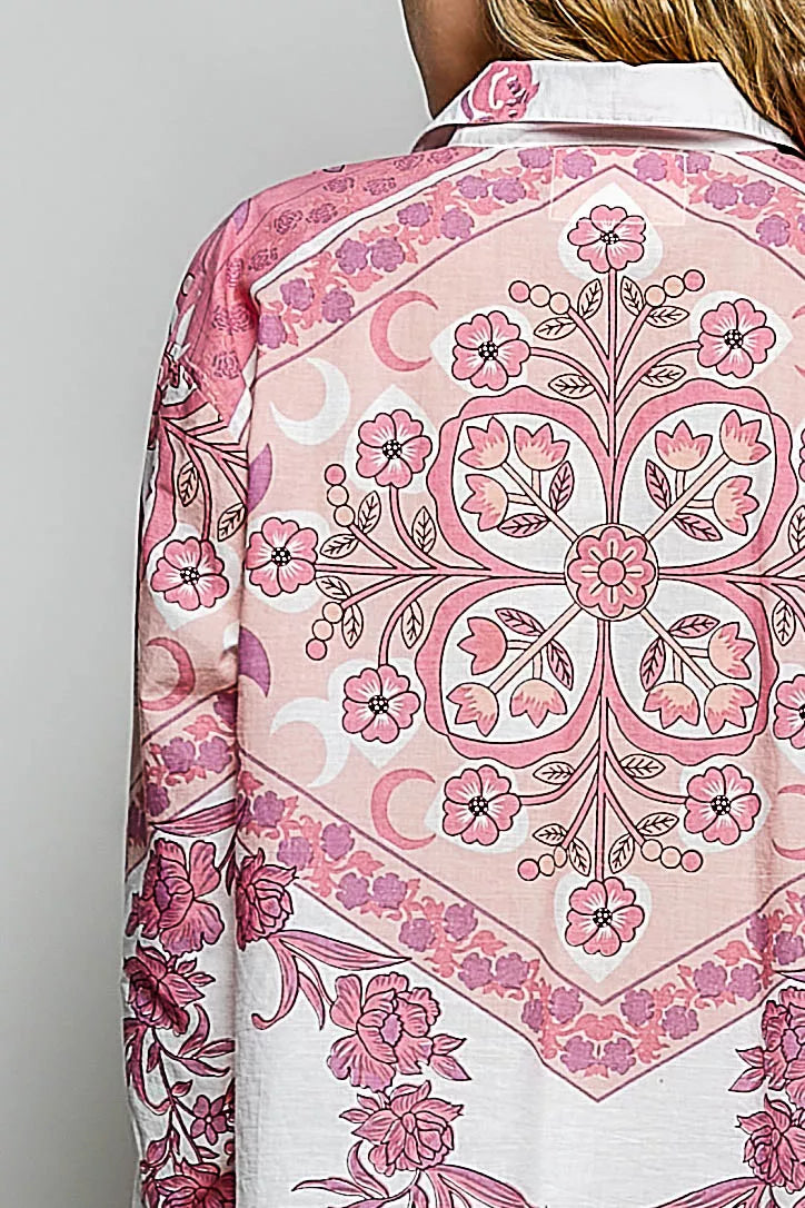 Pol Printed Floral Button Down Shirt view 6 (top) - floral printed polo t shirts, floral printed polo t - shop at us.meeeshop