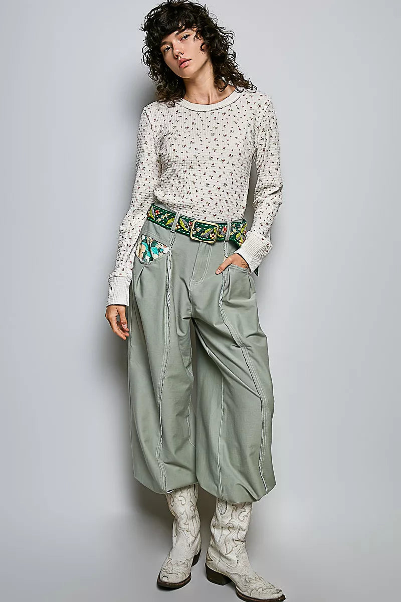 Pol Ribbed Knit Floral Crew Neck Long Sleeve Top view 5 (top) - polo ribbed knit top, john elliott ribb - shop at us.meeeshop
