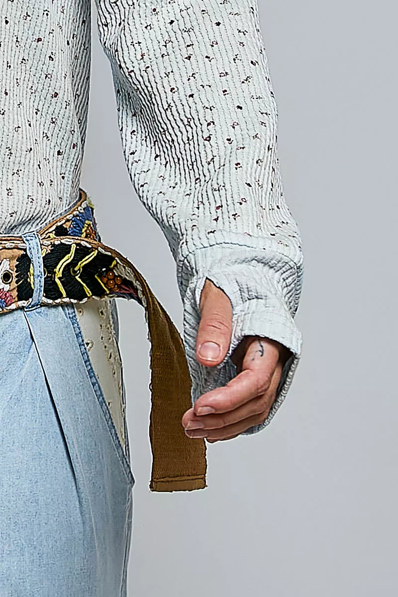 Pol Ribbed Knit Floral Crew Neck Long Sleeve Top view 6 (top) - polo ribbed knit top, john elliott ribb - shop at us.meeeshop