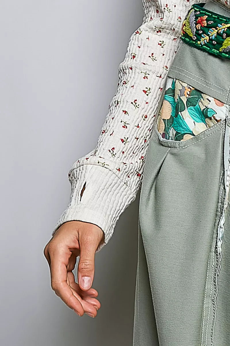 Pol Ribbed Knit Floral Crew Neck Long Sleeve Top view 7 (top) - polo ribbed knit top, john elliott ribb - shop at us.meeeshop