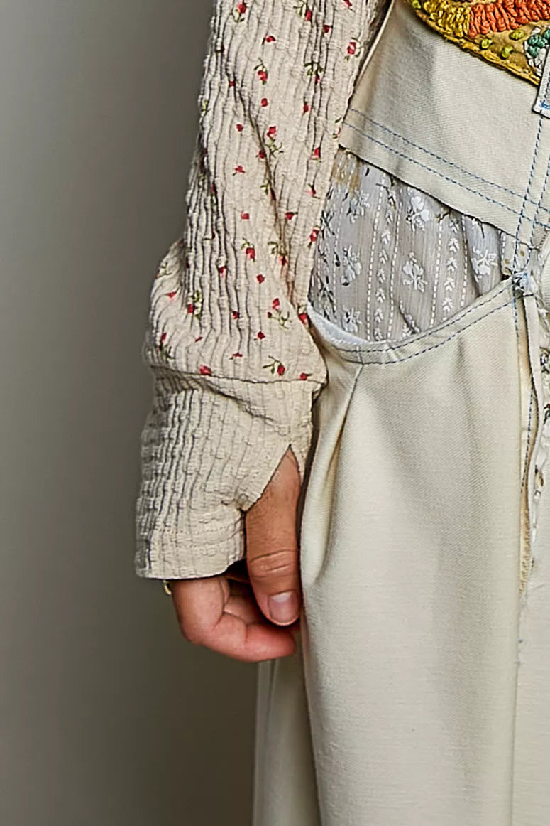 pol ribbed knit Pol Ribbed Knit Floral Crew Neck Long Sleeve Top view 7 (top) - shop at us.meeeshop