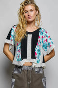 Pol Round Neck Ribbed Cropped Top with Lace Detail BLACK (top) - pol top, pol detail top, pol round rib - shop at us.meeeshop