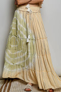 Pol Shimmer Tiered Reverse Ruffle Smocked Waist Maxi Skirt CORAL HAZE MULTI (dress) - pol skirt, pol ma - shop at us.meeeshop