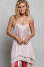 Pol Solid Vintage Wash Embroidered Sleeveless Cotton Mini Dress